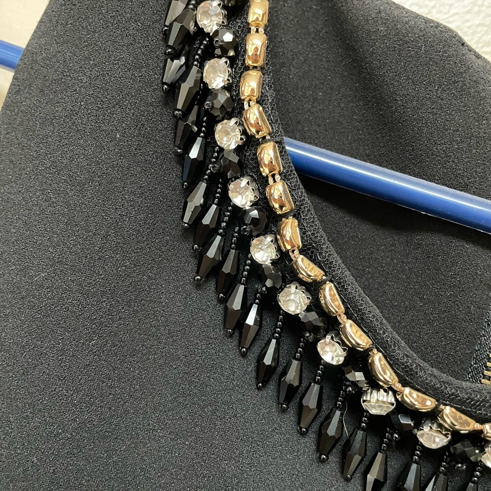 Black Cocktail Dress with Jewel Collar